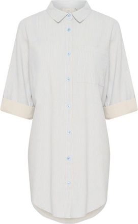 Kaffe Gestreepte Shirt Tuniek Nantucket Breeze - Dames - Overhemden - Wit - L - Katoen - Overhemden