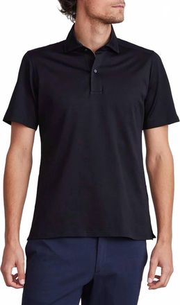 Emanuel Berg Mens Short Sleeve Quarter Button Up Polo In Black