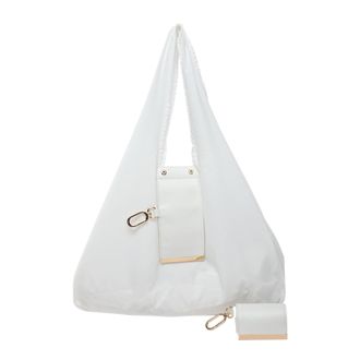 Generic Carry Bag with Key Ring - Compact Foldable PU Leather Handbag, Expandable Shopping Bag, Lightweight Womens Bag, Ideal for School, Travel, Outdoor, Sho