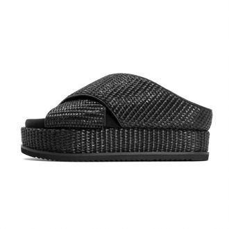 Roam Womens Cross Stack Raffia Sandals In Black