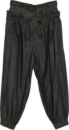 Yohji Yamamoto waist-gathered jeans - women - Cotton - 1 - Black