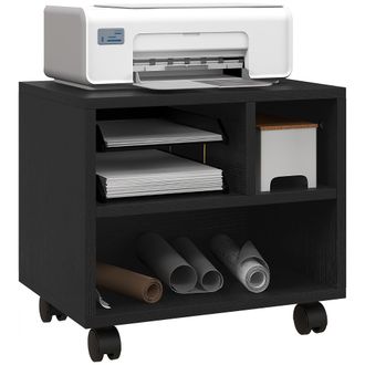 HOMCOM Printer Stand With Storage Printer Cart On Wheels For Home Office Black | TJ Hughes