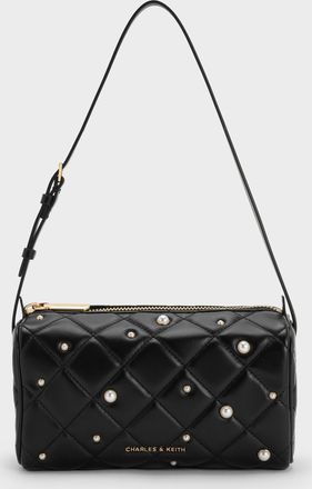 Charles & Keith Janie Quilted Pearl Shoulder Bag