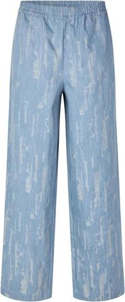 Lollys Laundry Wide Trousers, female, Blue, XS, Stylish Deconstructed Denim Trousers