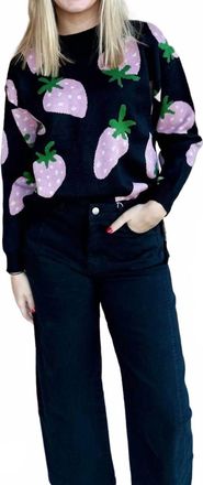 Compa&ntilde;&iacute;afant&aacute;stica Womens Strawberry Sweater In Pink Black