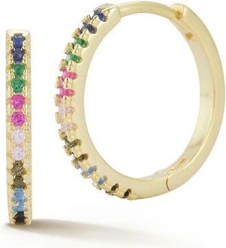 Sphera Milano Cubic Zirconia Hoop Earrings in Gold/Rainbow at Nordstrom Rack