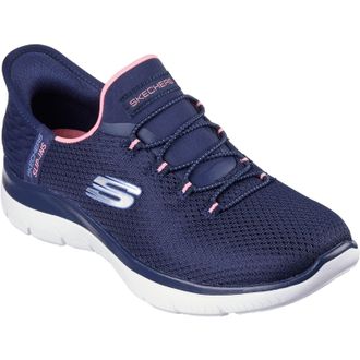 Skechers Summits Diamond Dream Textile Womens Navy/Pink Trainers - Size UK 8