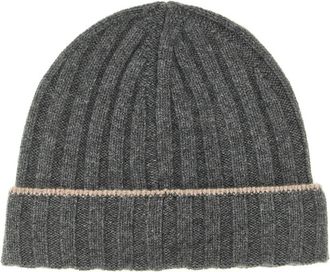 Brunello Cucinelli Dark Grey Knitted Beanie Hat