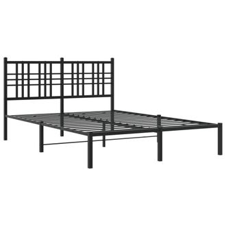 Berkfield Home Metal Bed Frame without Mattress with Headboard Black 120x190cm | Size: 120x190 cm