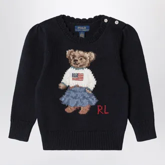 Polo Ralph Lauren Polo Bear Navy Blue Cotton Sweater