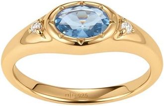 Made by Mary Oval Birthstone Signet Ring in March Gold Vermeil at Nordstrom, Size 10