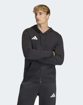 adidas Entrada26 - Felpa con cappuccio nera e bianca con zip-Nero