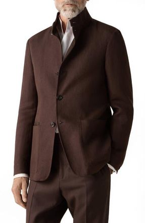Ermenegildo Zegna Oasi Lino Il Conte Jacket in Dark Brown at Nordstrom, Size 44 Us