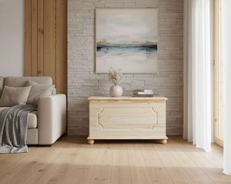 Dmora Dmora - Banco Contenedor, De Pino Macizo En Color Natural, 89x47x53 Cm, Con Embalaje Reforzado
