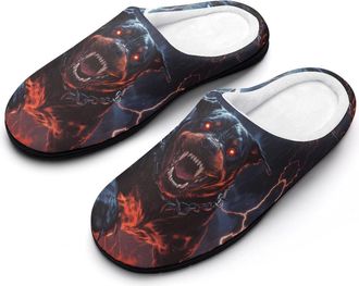 Generic Fierce Rottweiler Dog Thunder Mens Slippers Memory Foam Winter Warm Sandals Slip On House Shoes Size 7-14