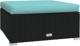 vidaXL Vidaxl - Reposapi&eacute;s De Jard&iacute;n Con Coj&iacute;n Rat&aacute;n Sint&eacute;tico Gris 70x70x30 Cm