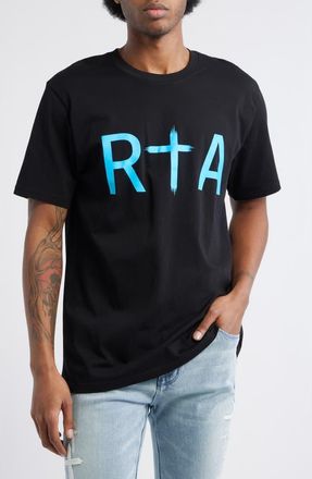 Rta Liam Regular Fit Cotton Logo Graphic T-Shirt in Black Blue at Nordstrom, Size Xxx-Large