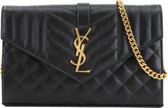 Saint Laurent Black Leather Chain/Shoulder Wallet (Pre-Owned)