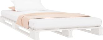 vidaXL Cama de palets madera maciza pino blanca pequeña 75x190 cm Vidaxl