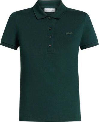 Lacoste logo-appliqué cotton polo shirt - women - Organic Cotton - 38 - Green