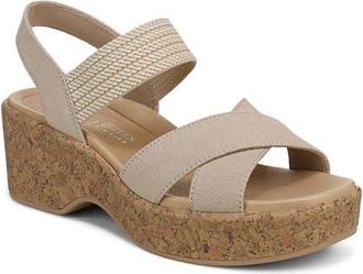 Life Stride Verity Platform Wedge Sandal in Sand Castle Tan at Nordstrom, Size 7.5