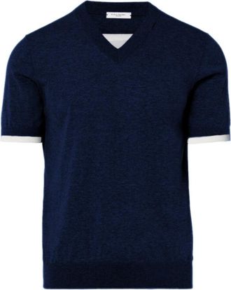 Paolo Pecora Grijze Melange V-Hals Trui - Dames - V-hals truien - Blauw - XL - Truien & Vesten
