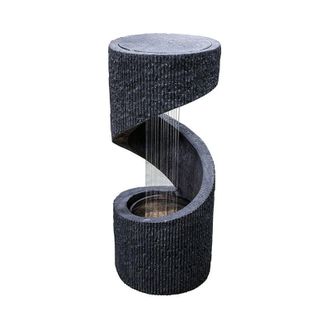 Ivyline Outdoor Spiral Water Feature - Polyresin - L35 x W35 x H82 cm - Granite