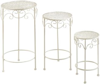 Christian Locker Blumenständer rund aus Metall, cream (3er Set)