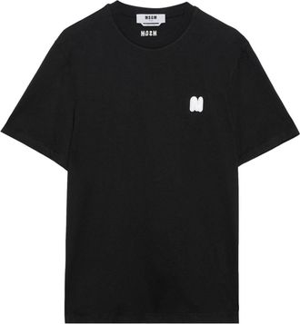 Msgm logo-appliqu&eacute; cotton T-shirt - men - Cotton - M - Black