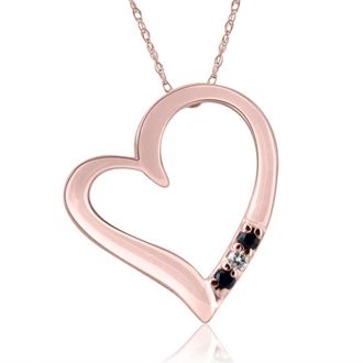Pompeii3 Diamond & Blue Sapphire Heart Pendant 3-Stone Rose Gold with 18 Chain