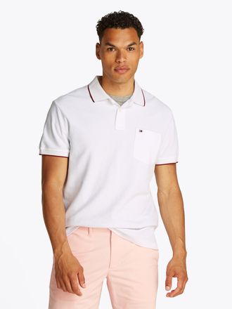 Tommy Hilfiger Poloshirt TOMMY HILFIGER POCKET CLASSIC FIT POLO, Herren, Gr. XXL, weiss (wei&szlig;), Jersey, Obermaterial: 100% Baumwolle, B&uuml;ndchen, Shirts Poloshirt