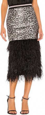 Le Superbe Marmont Sequin Skirt With Feathers In Starwood Spot