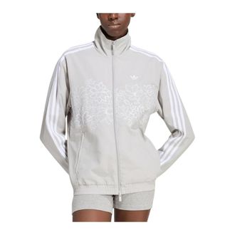adidas Floral GFX Firebird Loose Track Jacket - Dames - Sportshirts - Grijs - L - Polyester - Fitness