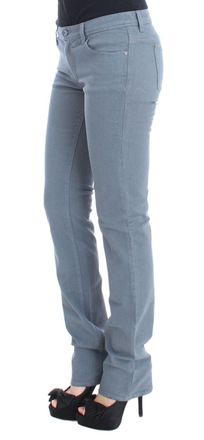 Ermanno Scervino Womens Blue Cotton Blend Slim Fit Bootcut Jeans Clothing