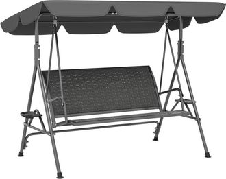 OUTSUNNY 3 Seater Garden Swing Seat Bench w/ Adjustable Canopy, Grey