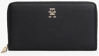Tommy Hilfiger Womens Monogram Zip Wallet - Black