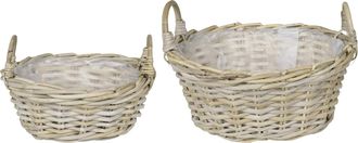 vidaXL Cesta Para Plantas Gendt 2 Uds. Gris Natural Rat&aacute;n Kubu Vidaxl