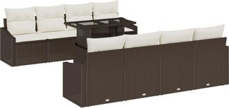 vidaXL Vidaxl - Garden Sofa Set 7 pcs Brown and cream 100 x 55 x 73 cm