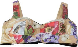 Dolce & Gabbana Bustiertop met bloemenprint - Dames - Tops zonder mouwen - Veelkleurig - S - Katoen - Tops