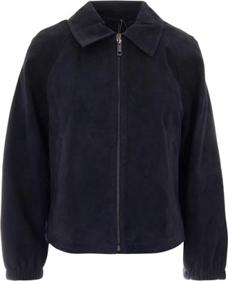 Max Mara Leren Jassen - Dames - Leren en Su&egrave;de Jassen - Blauw - 2XS - Polyester - Jassen