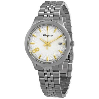 Ferragamo Duo Quartz White Silver Dial Ladies Watch SFCU00119