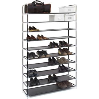 Relaxdays Relaxdays - Scarpiera Salvaspazio xxl, con Rivestimento in Tessuto non Tessuto, 10 Ripiani per 50 Paia di Scarpe, Bordeaux