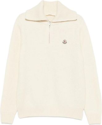 Moncler Turtleneck Trui - Heren - Coltruien - Wit - M - Wol - Truien & Vesten