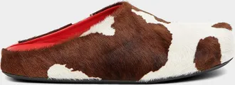 Marni Men & apos;s Fussbett Cow-Print Calf Hair Sabots