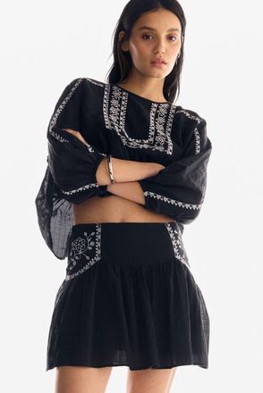H&M Embroidered Skirt in Black at Nordstrom, Size 10