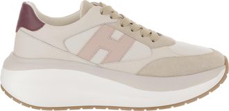 Hogan Chunky Nappa Leather And Suede Sneakers With Contrast Details