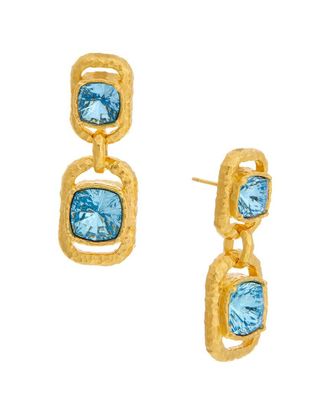 Oscar De La Renta Rectangle Crystal Double Drop Earrings