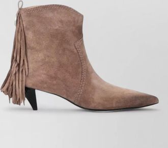 Pinko suede leather fringed ankle boots