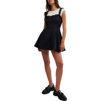 Free People Midnight Magic Stretch Cotton Fit & Flare Minidress in Black Combo at Nordstrom Rack, Size X-Large