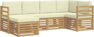 vidaXL Conjunto De Sof&aacute;s De Exterior 6 Uds. Blanco Y Crema Poli&eacute;ster Vidaxl